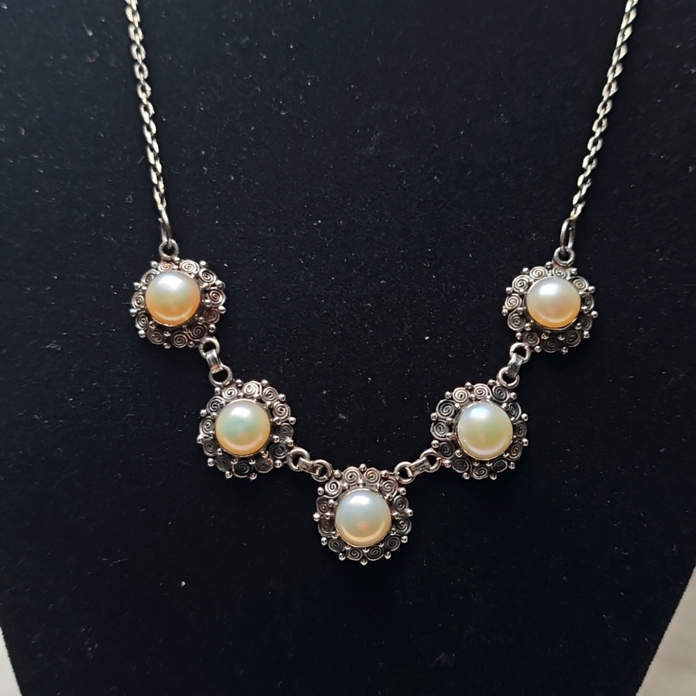 Sterling Silver and Pearl Necklace
